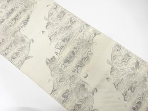 道長取りに唐花模様織り出し　名古屋帯